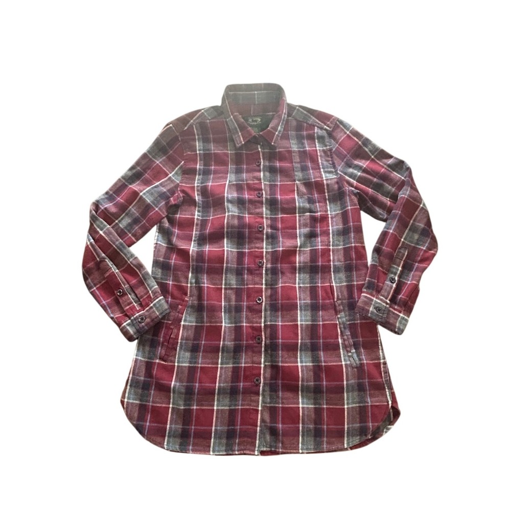 Stillwater Supply Co. Womens Medium Red Plaid Flannel Longline Shirt‎ Dress